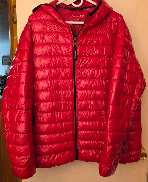 Calvin Klein Jackets & Blazers - Calvin Klein Women's Ultra-Lightweight Hooded Puffer Jacket-Red-Size XXL